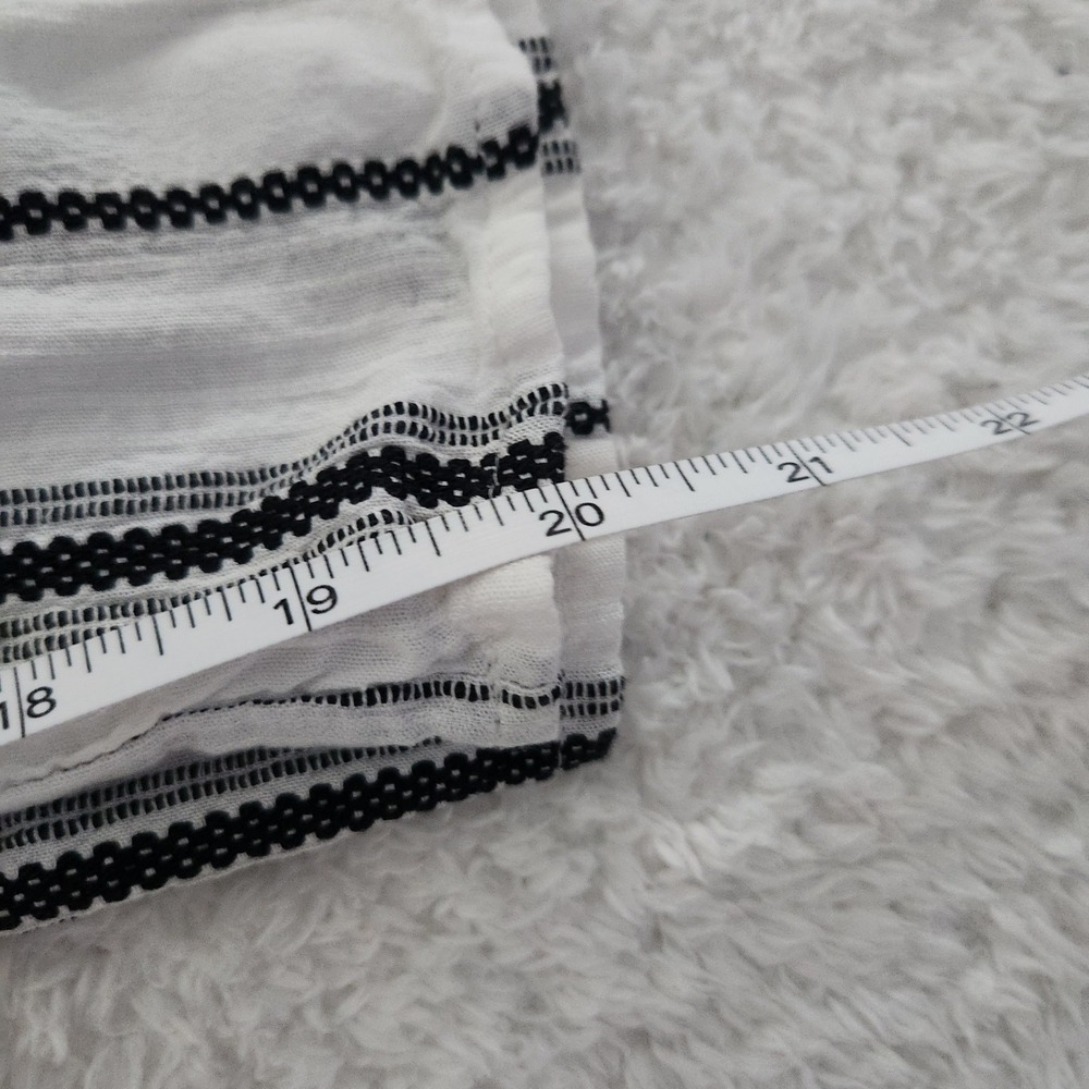 Blue Rain Womens Striped Wide Leg Cropped Pants Black White Linen Blend Medium‎ - Picture 6 of 8